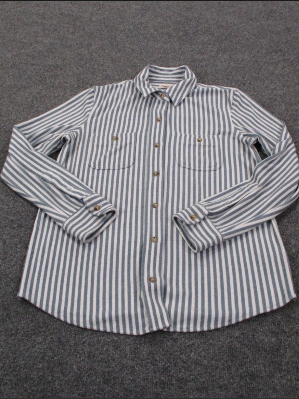 Faherty Blue and White Vertical Stripe Button-Down Shirt Legend, rare